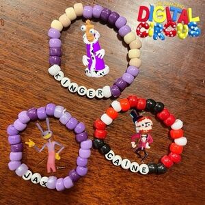 The Amazing Digital Circus Set Of 3 Kandi Handmade Beaded Bracelets